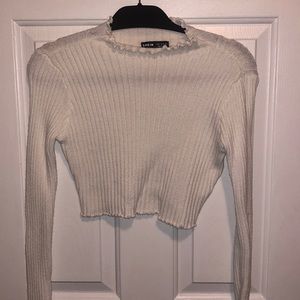 shein lettuce trim turtle neck crop